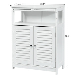 Wood Freestanding Bathroom Storage Cabinet with Double Shutter Door-White view 5