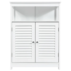Wood Freestanding Bathroom Storage Cabinet with Double Shutter Door-White view 9