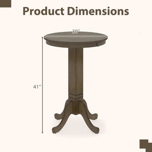 Wood Pub Round Dining Table with Pedestal Base-Gray view 5