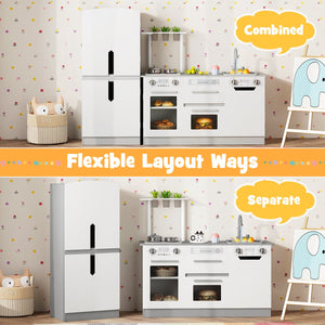Wooden 2 Piece Kids Kitchen Playset with Fridge and Running Water-Gray view 6