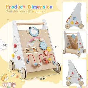Wooden Baby Walker with Multiple Activities Center for Over 1 Year Old-White view 5