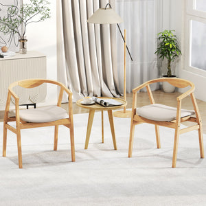 Wooden Bamboo Accent Chair with Armrest and Curved Backrest-Natural view 2