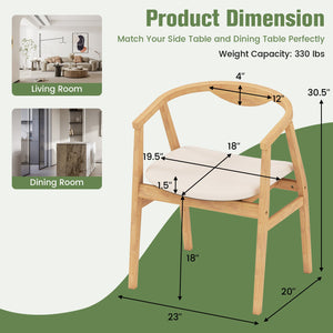 Wooden Bamboo Accent Chair with Armrest and Curved Backrest-Natural view 5