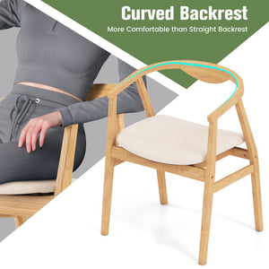 Wooden Bamboo Accent Chair with Armrest and Curved Backrest-Natural view 8