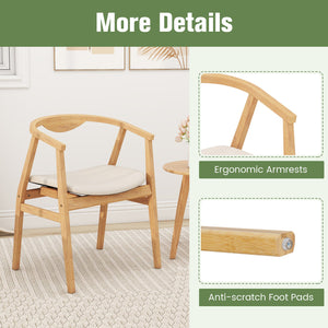 Wooden Bamboo Accent Chair with Armrest and Curved Backrest-Natural view 9