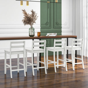 Wooden Bar Stools Set of 2 with Ergonomic Backrest and Footrest-White view 5