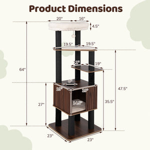 Wooden Cat Tower Top Perch with Soft Padding-Brown view 5