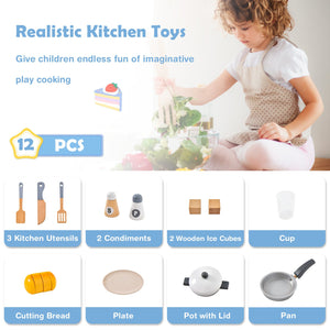 Wooden Chef Play Kitchen and Refrigerator with Realistic Range Hood and Roaster view 6