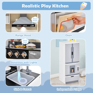 Wooden Chef Play Kitchen and Refrigerator with Realistic Range Hood and Roaster view 8