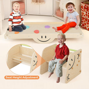 Wooden Climbing Toy Triangle Climber Set with Seesaw-Multicolor view 5