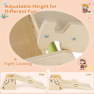Wooden Climbing Toy Triangle Climber Set with Seesaw-Multicolor view 7