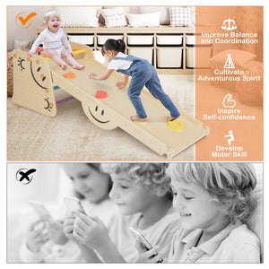 Wooden Climbing Toy Triangle Climber Set with Seesaw-Multicolor view 8