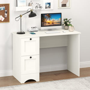 43 Inch Computer Desk with Charging Station for Living Room-White view 2