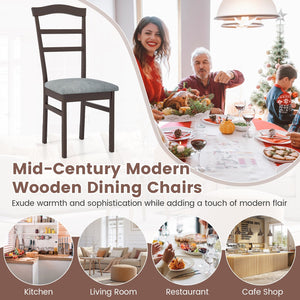 Wooden Dining Chair Set of 2 Linen Fabric Upholstered Kitchen Chairs Farmhouse Side Accent Chairs view 9