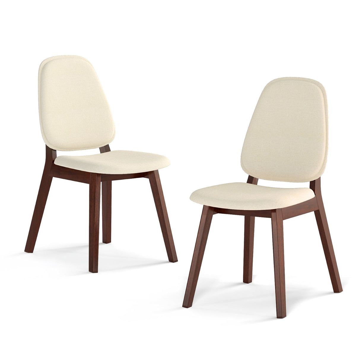 Wooden Dining Chair Set of 2 Mid-Century Modern Upholstered Side Armless Chair-Brown view 2