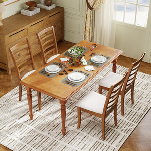 Wooden Dining Chair Set of 2 Modern Upholstered Kitchen Chair-Beige view 3