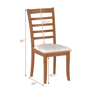 Wooden Dining Chair Set of 2 Modern Upholstered Kitchen Chair-Beige view 4