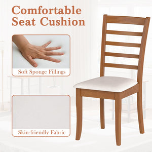 Wooden Dining Chair Set of 2 Modern Upholstered Kitchen Chair-Beige view 5