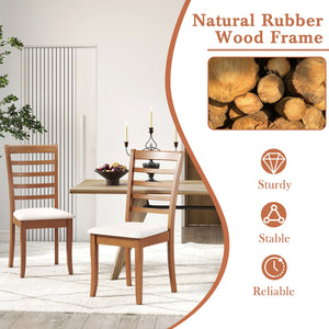 Wooden Dining Chair Set of 2 Modern Upholstered Kitchen Chair-Beige view 7