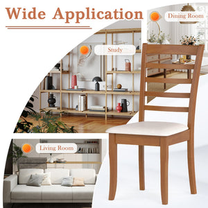Wooden Dining Chair Set of 2 Modern Upholstered Kitchen Chair-Beige view 8