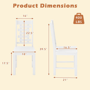 Wooden Dining Chair Set of 2 Solid Rubber Wood Kitchen Chairs-White view 4