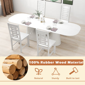 Wooden Dining Chair Set of 2 Solid Rubber Wood Kitchen Chairs-White view 7