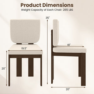 Wooden Dining Chair Set of 2 with Rubber Wood Leg for Home Office Living Room-Brown view 4