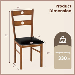 Wooden Dining Chairs Set of 2 Armless Kitchen Chairs with Hollowed Backrest-brown view 4
