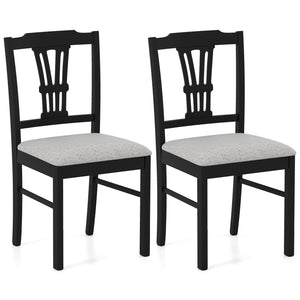 Wooden Dining Chairs Set of 2 Upholstered Kitchen Chairs with Solid Rubber Wood Frame-Gray
