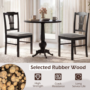 Wooden Dining Chairs Set of 2 Upholstered Kitchen Chairs with Solid Rubber Wood Frame-Gray view 6