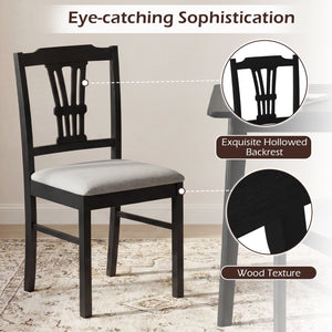 Wooden Dining Chairs Set of 2 Upholstered Kitchen Chairs with Solid Rubber Wood Frame-Gray view 8