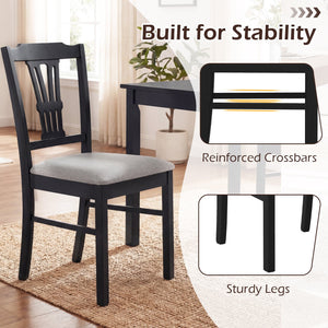 Wooden Dining Chairs Set of 2 Upholstered Kitchen Chairs with Solid Rubber Wood Frame-Gray view 9