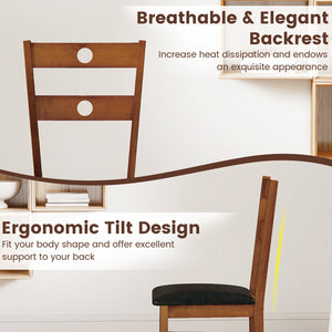 Wooden Dining Chairs Set of 4 Armless Kitchen Chairs with Hollowed Backrest-Brown view 7