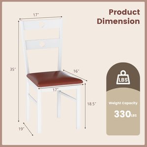 Wooden Dining Chairs Set of 4 Armless Kitchen Chairs with Hollowed Backrest-White view 4