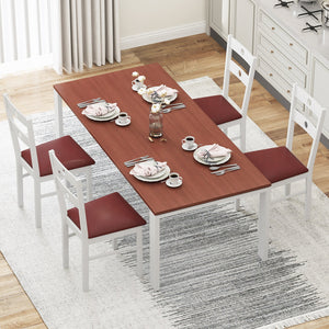Wooden Dining Chairs Set of 4 Armless Kitchen Chairs with Hollowed Backrest-White view 9