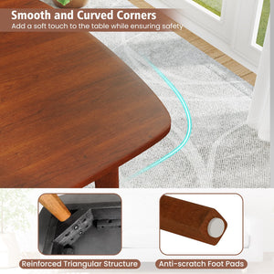 Wooden Dining Table for 2-4 People Kitchen Table with Rubber Wood Legs-Walnut view 9