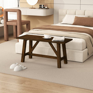 Wooden Entryway Bench Farmhouse Dining Bench with 400 LBS Weight Capacity-Brown view 3