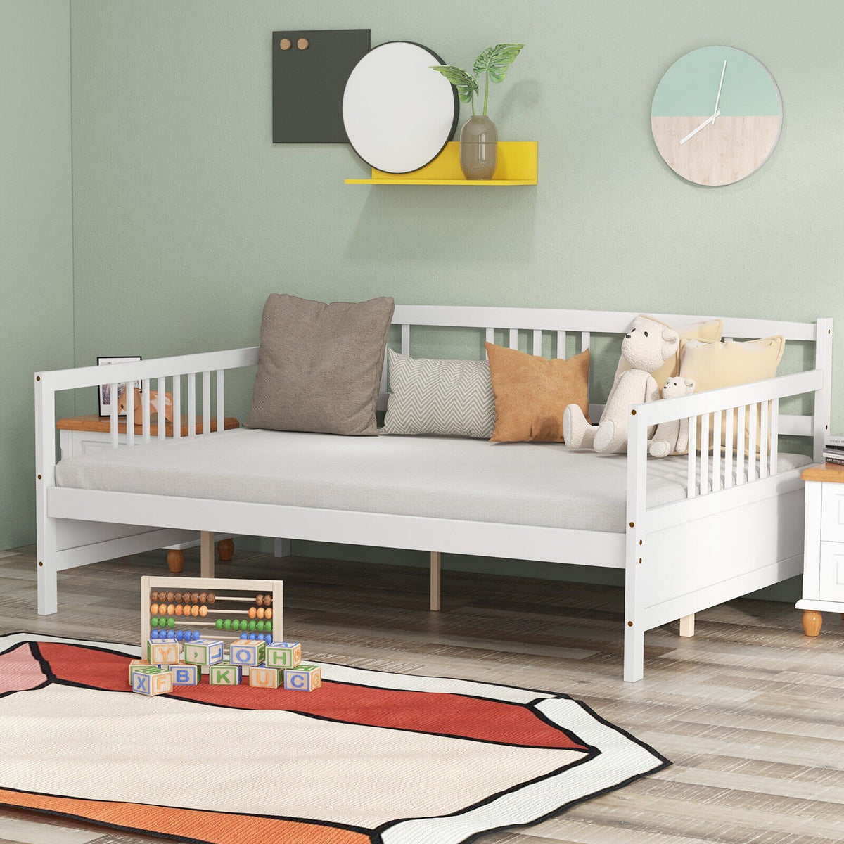 Full Size Daybed Frame with Guardrails-White view 2