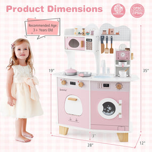 Wooden Kids Kitchen Playset with Coffee Maker for kids-Pink view 4