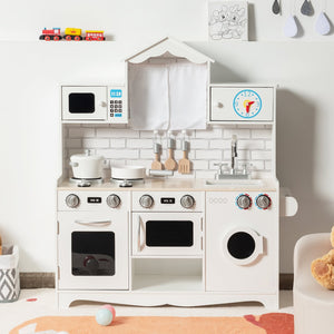 Wooden Kids Kitchen with Washing Machine view 2