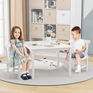 Wooden Kids Table and 2 Chairs Set with Anti-slip Foot Pads-White view 3
