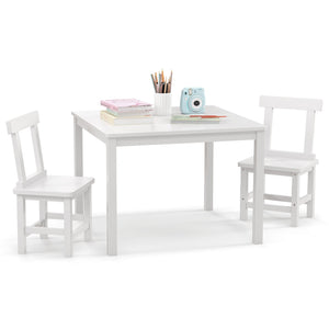 Wooden Kids Table and 2 Chairs Set with Anti-slip Foot Pads-White view 4