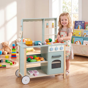 Wooden Kitchen Playset with Cookware Accessories for Kids view 3