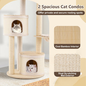 Wooden Kitten Tower with Sisal Scratching Posts and 2 Condos-Natural view 6