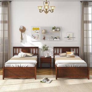 Wooden Platform Bed with Headboard and Slat Support-Twin Size view 7