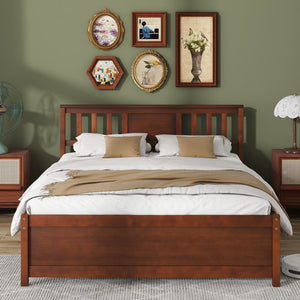 Wooden Platform Bed with Headboard and Wood Slat Support-Full Size view 2