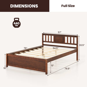 Wooden Platform Bed with Headboard and Wood Slat Support-Full Size view 4