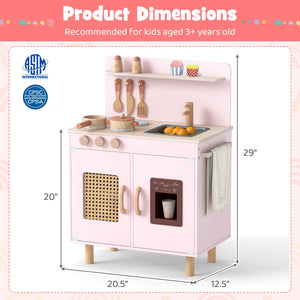 Wooden Pretend Kitchen Playset with Realistic Ice Maker-Pink view 5