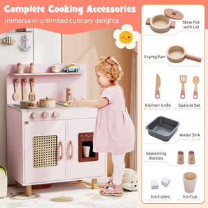 Wooden Pretend Kitchen Playset with Realistic Ice Maker-Pink view 8