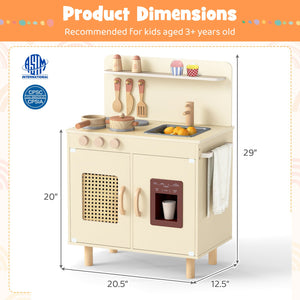 Wooden Pretend Kitchen Playset with Realistic Ice Maker-Yellow view 5